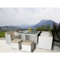White Miller 8 Seater Wicker Outdoor Dining Set