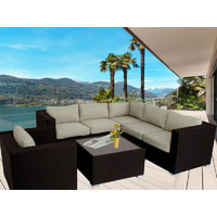 Brown Endora Corner Outdoor Wicker Furniture Lounge