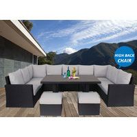 Black Liberty Wicker Outdoor Lounge Dining Setting