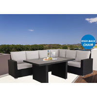 Black Standford Wicker Outdoor Lounge Dining Setting