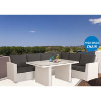 White Standford Wicker Outdoor Lounge Dining Setting
