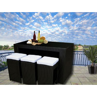 Black Bristra Wicker Outdoor Furniture With Stools