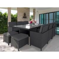 Black Centra 12 Seater Wicker Outdoor Dining Furniture