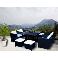 Black Miller 8 Seater Wicker Outdoor Dining Set