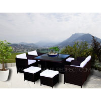 Brown Miller 8 Seater Wicker Outdoor Dining Set