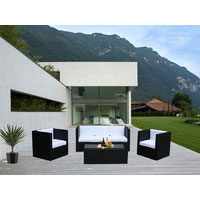 Black Selina 5 Seater Wicker Outdoor Furniture Lounge