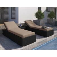 Black Suntra Wicker Outdoor Sun Beds 3 Piece