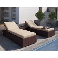 Brown Suntra Wicker Outdoor Sun Beds 3 Piece