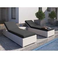 White Suntra Wicker Outdoor Sun Beds 3 Piece