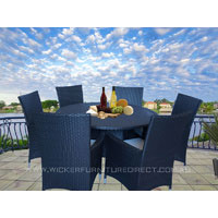 Black Victoria 6 Seater Round Wicker Outdoor Dining Set
