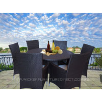 Brown Victoria 6 Seater Round Wicker Outdoor Dining Set