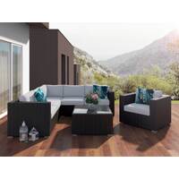 Black Endora Corner Outdoor Wicker Furniture Lounge