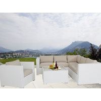 White Endora Corner Outdoor Wicker Furniture Lounge