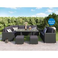 Black Harmonia Wicker Outdoor Lounge Dining Set