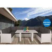 White Kensington Wicker Outdoor Lounge Dining Setting