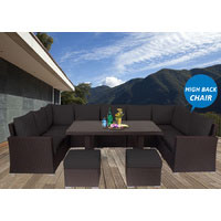 Brown Liberty Wicker Outdoor Lounge Dining Setting