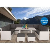 White Liberty Wicker Outdoor Lounge Dining Setting