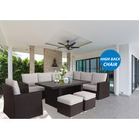 Brown Orlando 2-In-1 Outdoor Lounge Dining Setting