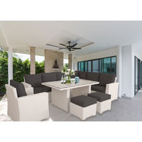 White Orlando 2-In-1 Outdoor Lounge Dining Setting