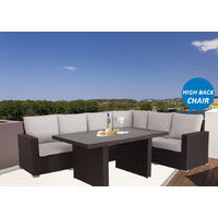 Brown Standford Wicker Outdoor Lounge Dining Setting